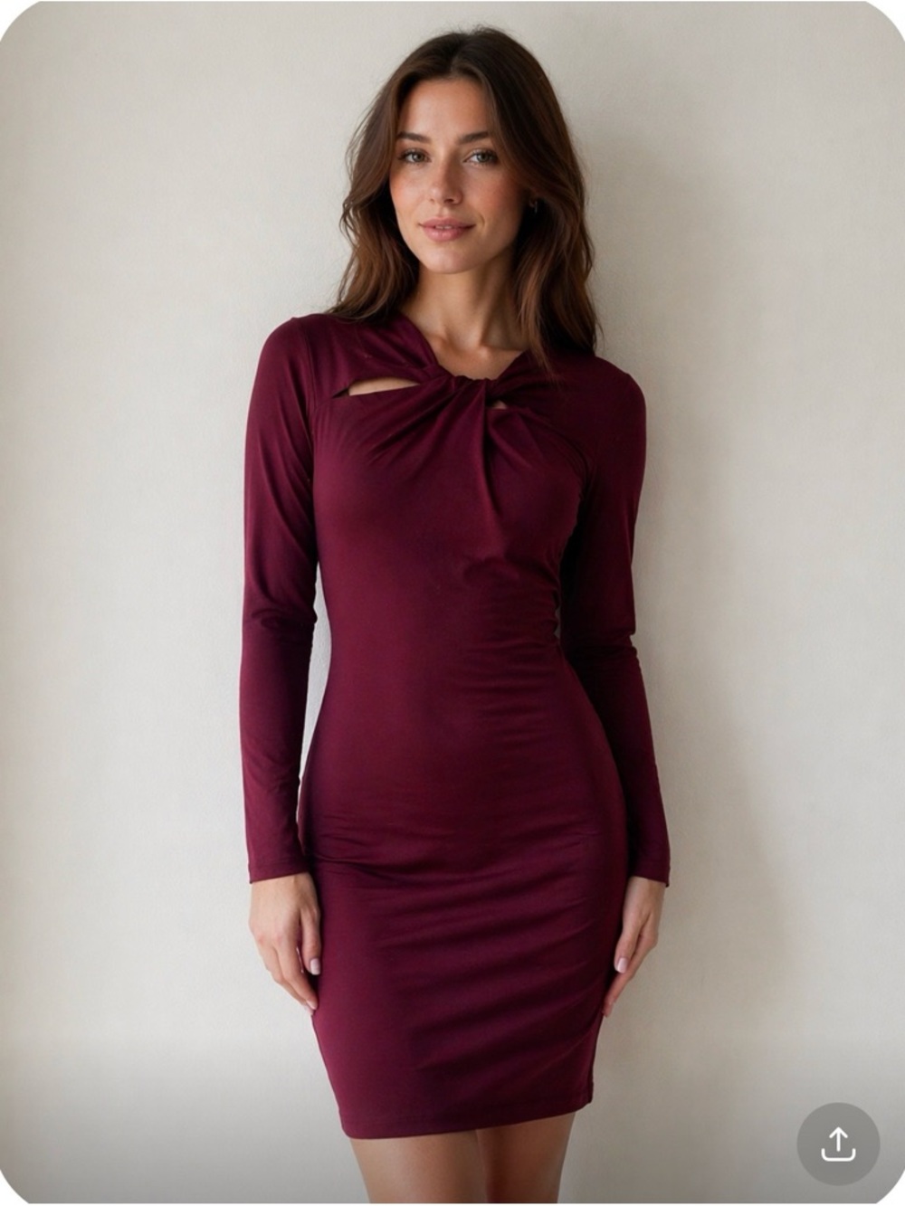 Susana Monaco Twist-Front Long Sleeve Dress in Burgundy
